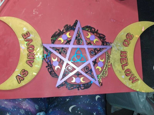 moon and star resin wall art