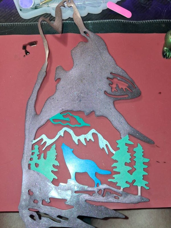 resin wolf wall art