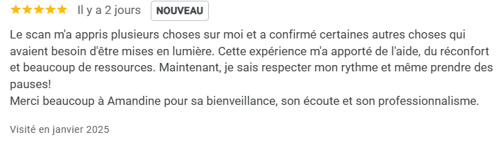 avis séance en ligne scan bioénergétique et coaching rouen