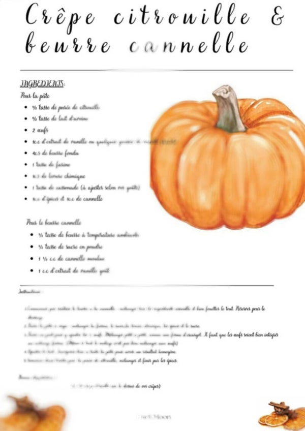 Fiche recette Crepes à la citrouille et beurre Cannelle