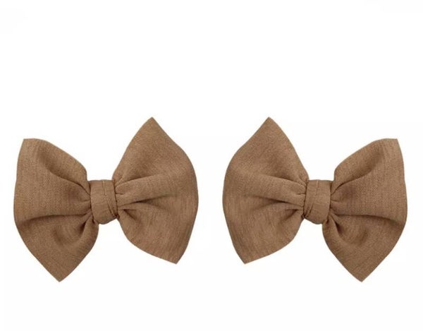 Tan hair clip bows