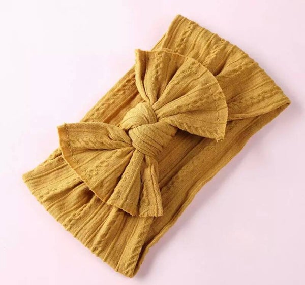 Mustard cable knit headband