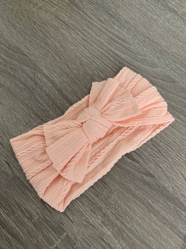 Peach cable knit headband