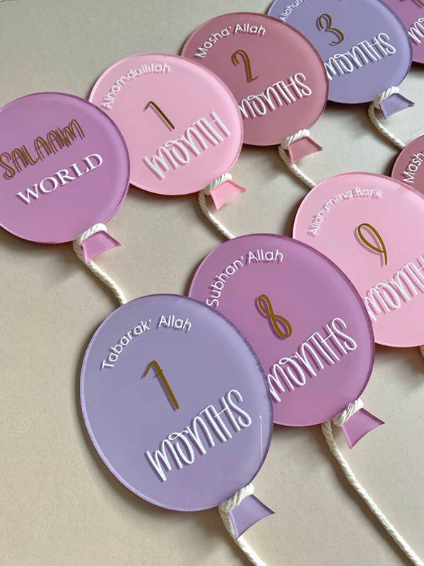 Pinky balloon milestone set