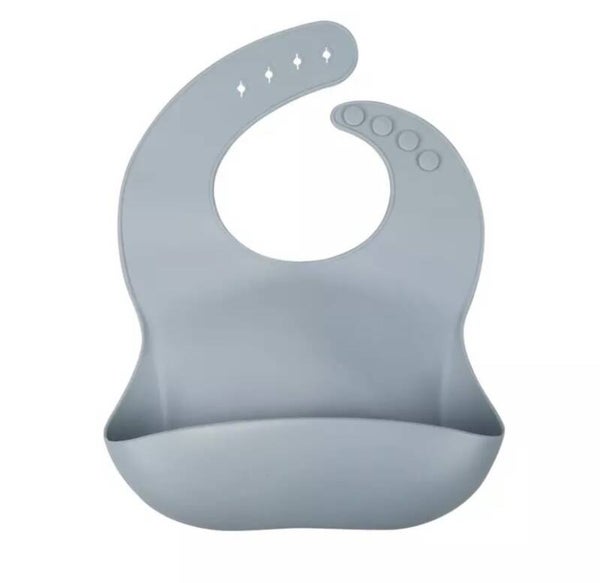 Powder blue silicone bib