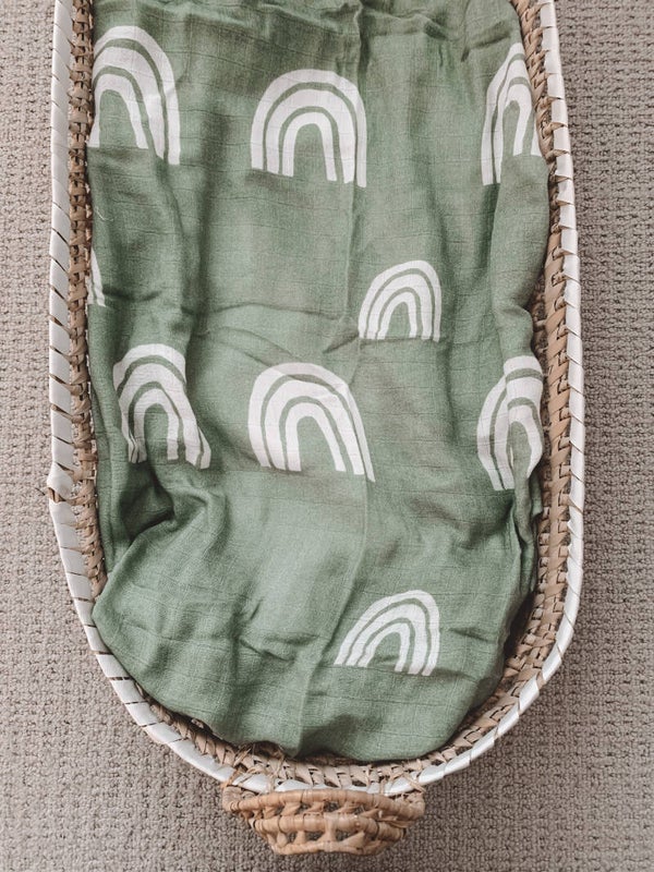 Apple green rainbow muslin