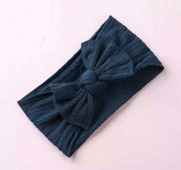 Peacock blue cable knit headband