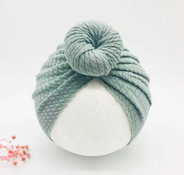 Duck egg waffle knit doughnut turban