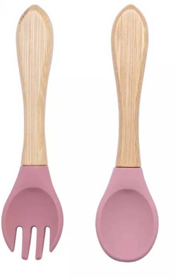 Magenta fork and spoon set