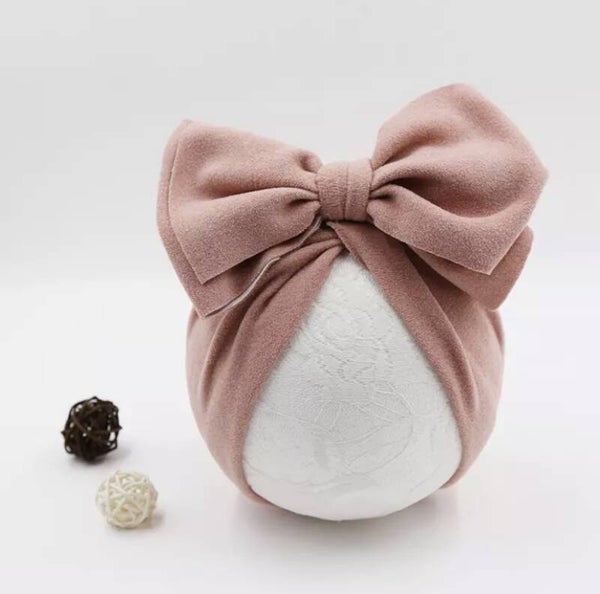 Pink bow hair bonnet