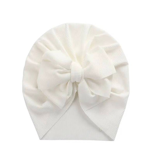 White ribbed bow Turban