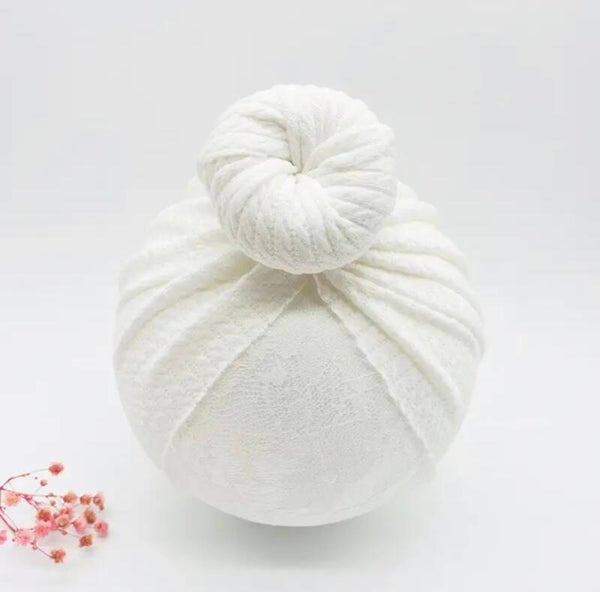 White waffle knit doughnut turban
