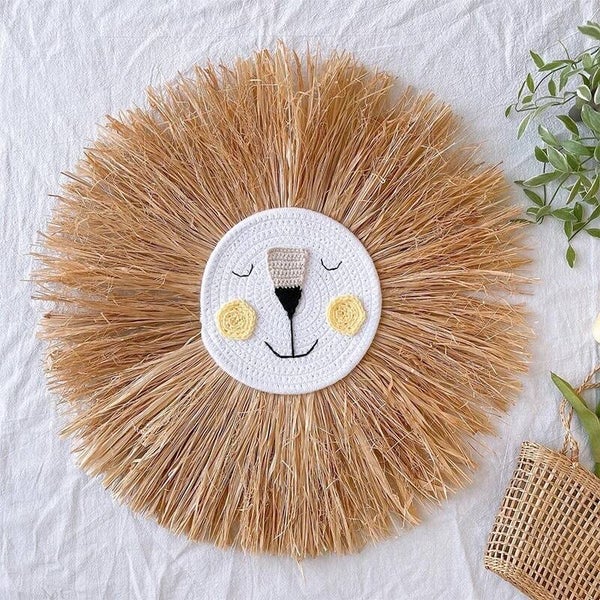 Handwoven lion hanging decor