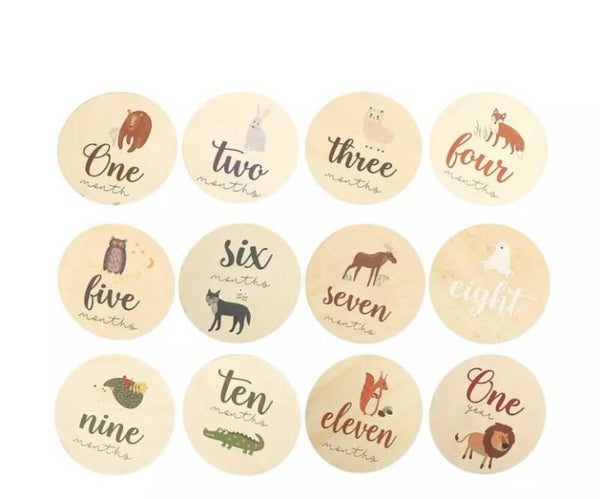 Wooden woodland milestone disks