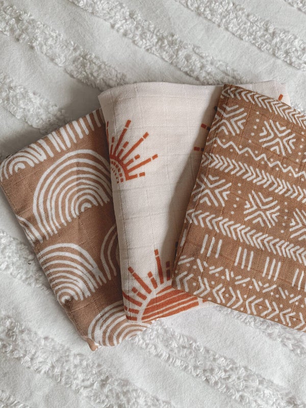 Boho set of 3 mini muslins