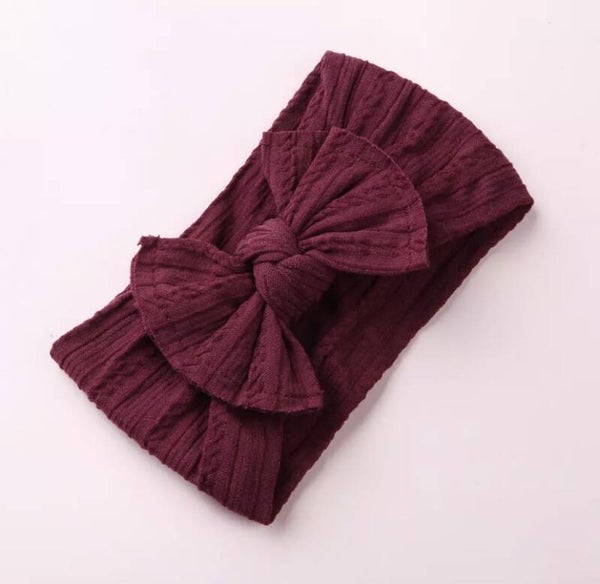 Plum cable knit headband