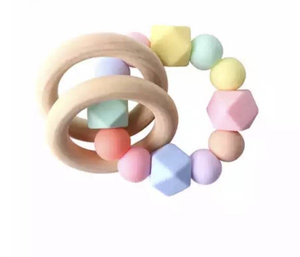 Pastel rainbow ring teether