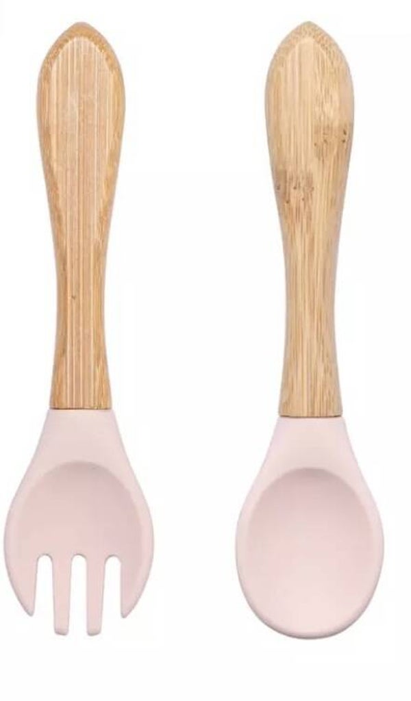 Pink fork and spoon set
