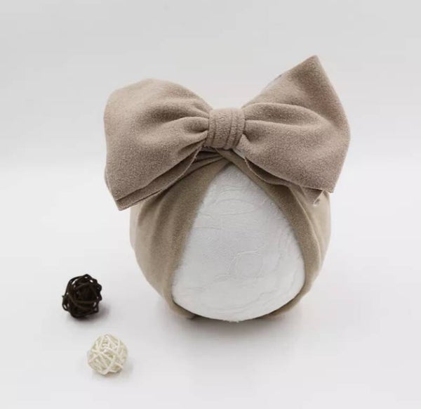 Brown bow hair bonnet