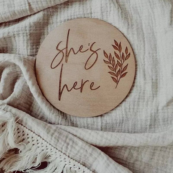 She’s here floral plaque
