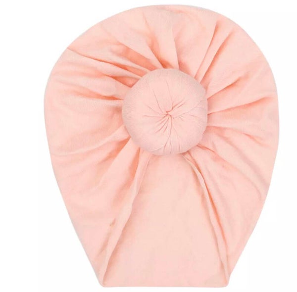 Baby pink doughnut turban
