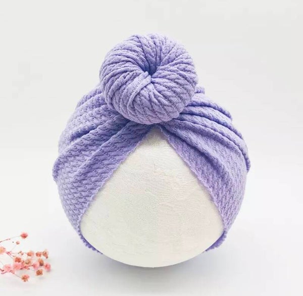 Periwinkle waffle knit doughnut turban