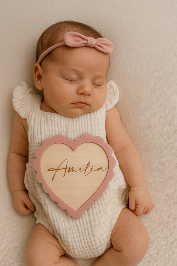 Scalloped wooden and acrylic heart