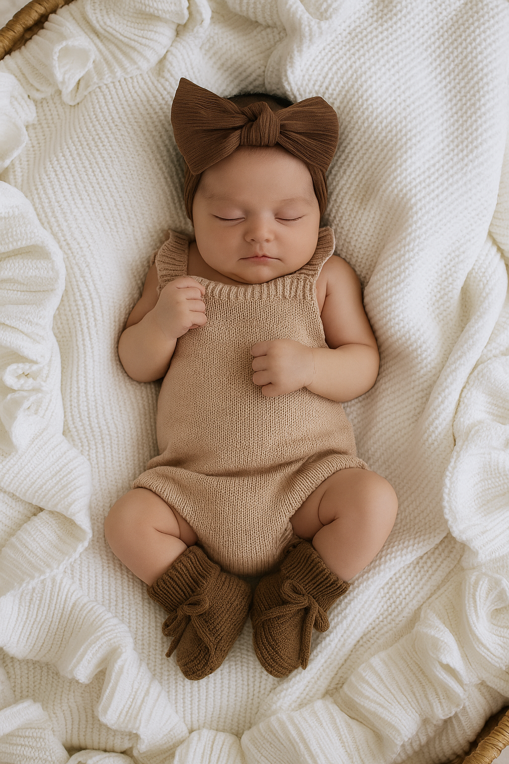 Brown newborn booties