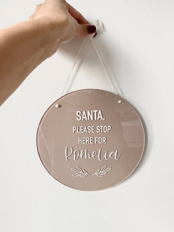 Santa please stop here sign