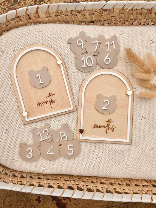 Bearly Beginnings Wooden Baby Milestone Set