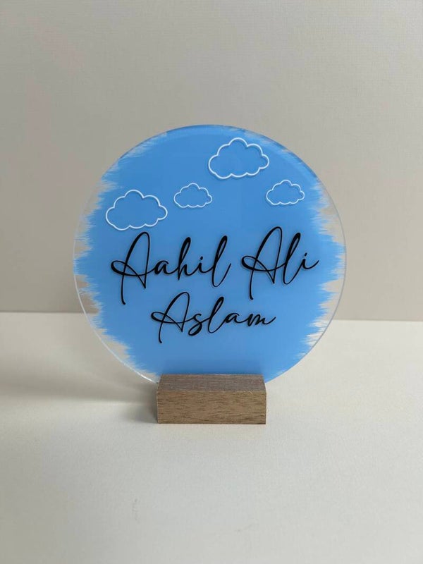 15cm round cloud acrylic name disk