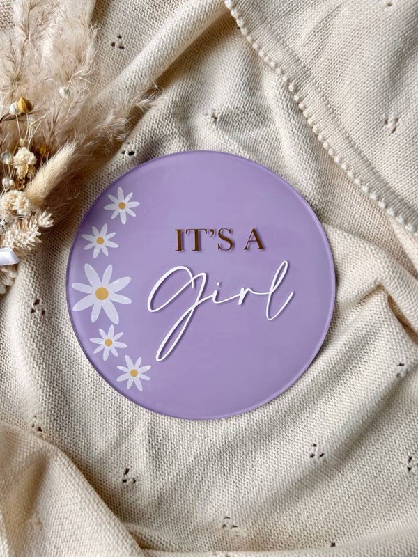 Side daisy it’s a girl acrylic milestone