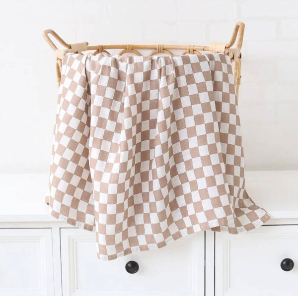 Brown checkered muslin