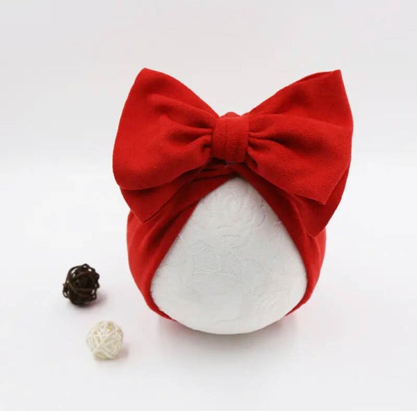 Red bow hair bonnet