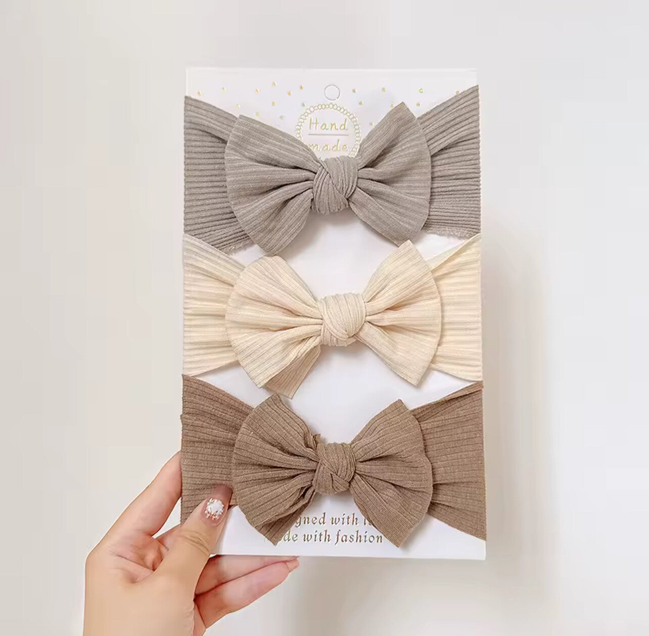 Browny ribbed headband set