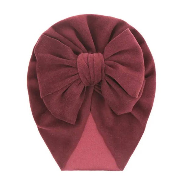 Plum bow hair bonnet