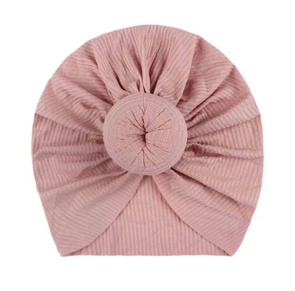 Pink Ribbed doughnut turbie