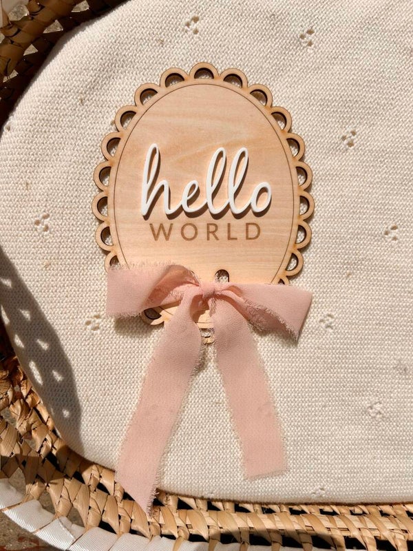 Wooden vintage bow scallop announcement
