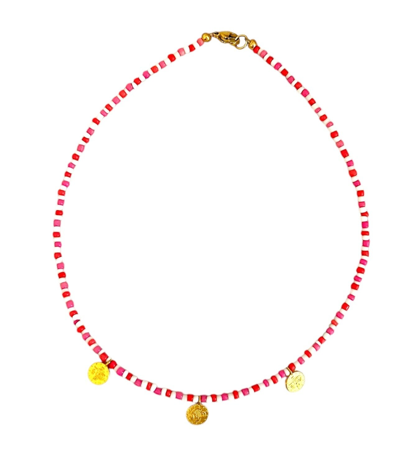 ketting met muntjes roze - wit