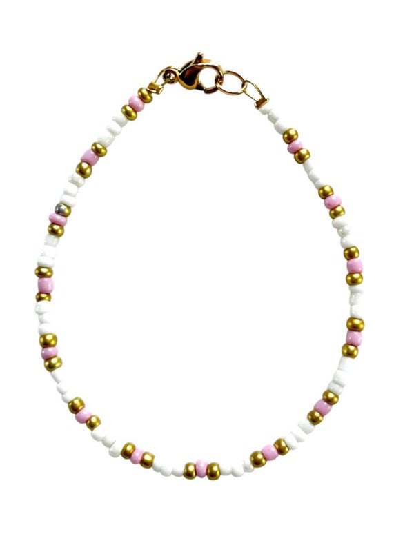 armband wit - goud - roze