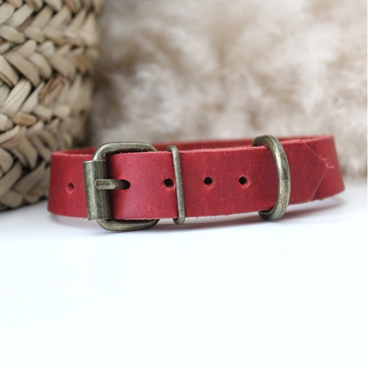 Rood Vetleer Halsband | Klassiek