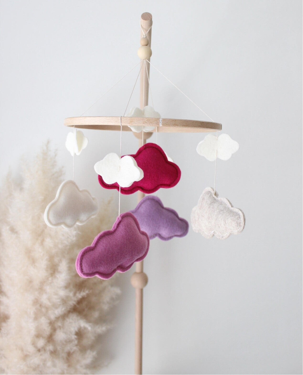 Handgemaakte Babymobiel | In de wolken | Lila-Roze