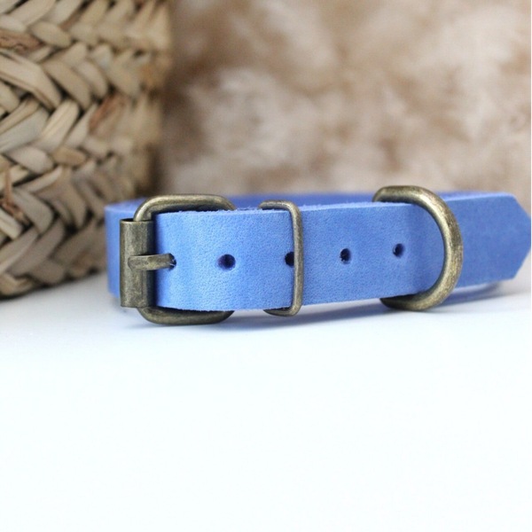 Blauw Vetleer Halsband | Klassiek