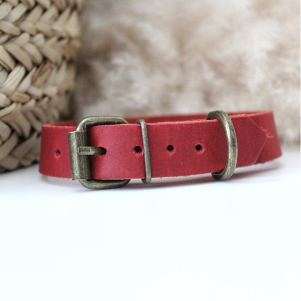 Rood Vetleer Halsband | Klassiek