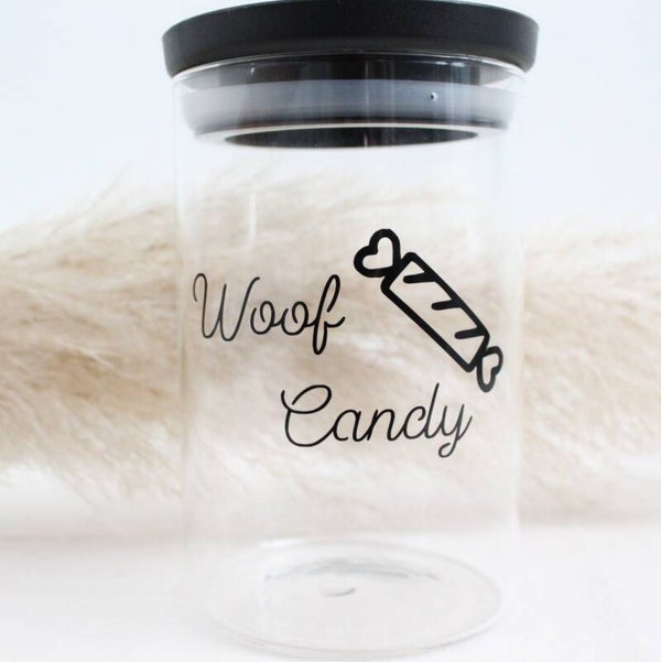 Honden snackpot sticker | Woof Candy