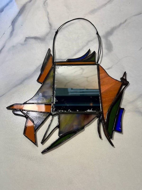 Abstract glas-in-lood spiegel
