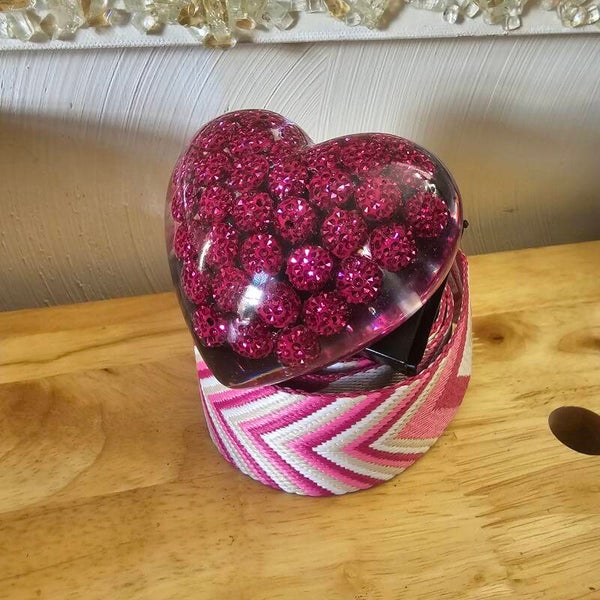Magenta Beaded Big Heart Buckle + 1.5" Webbing Belt