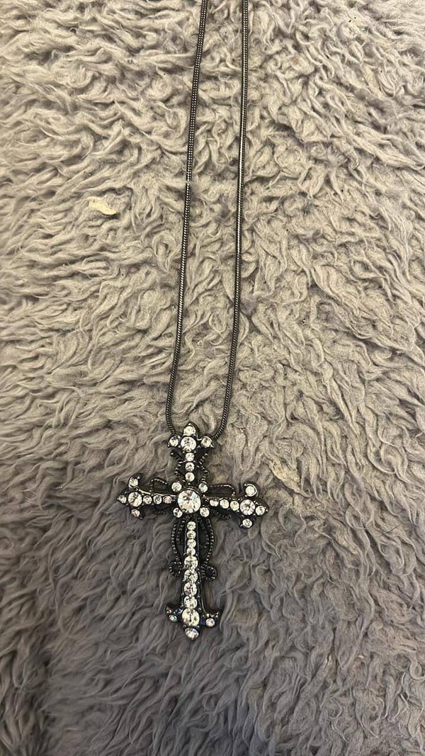 Diamante cross necklace