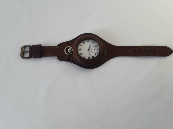 WW II G.S.T.P 15 jewels Pocket Watch with military/aviators strap c1939 Working.