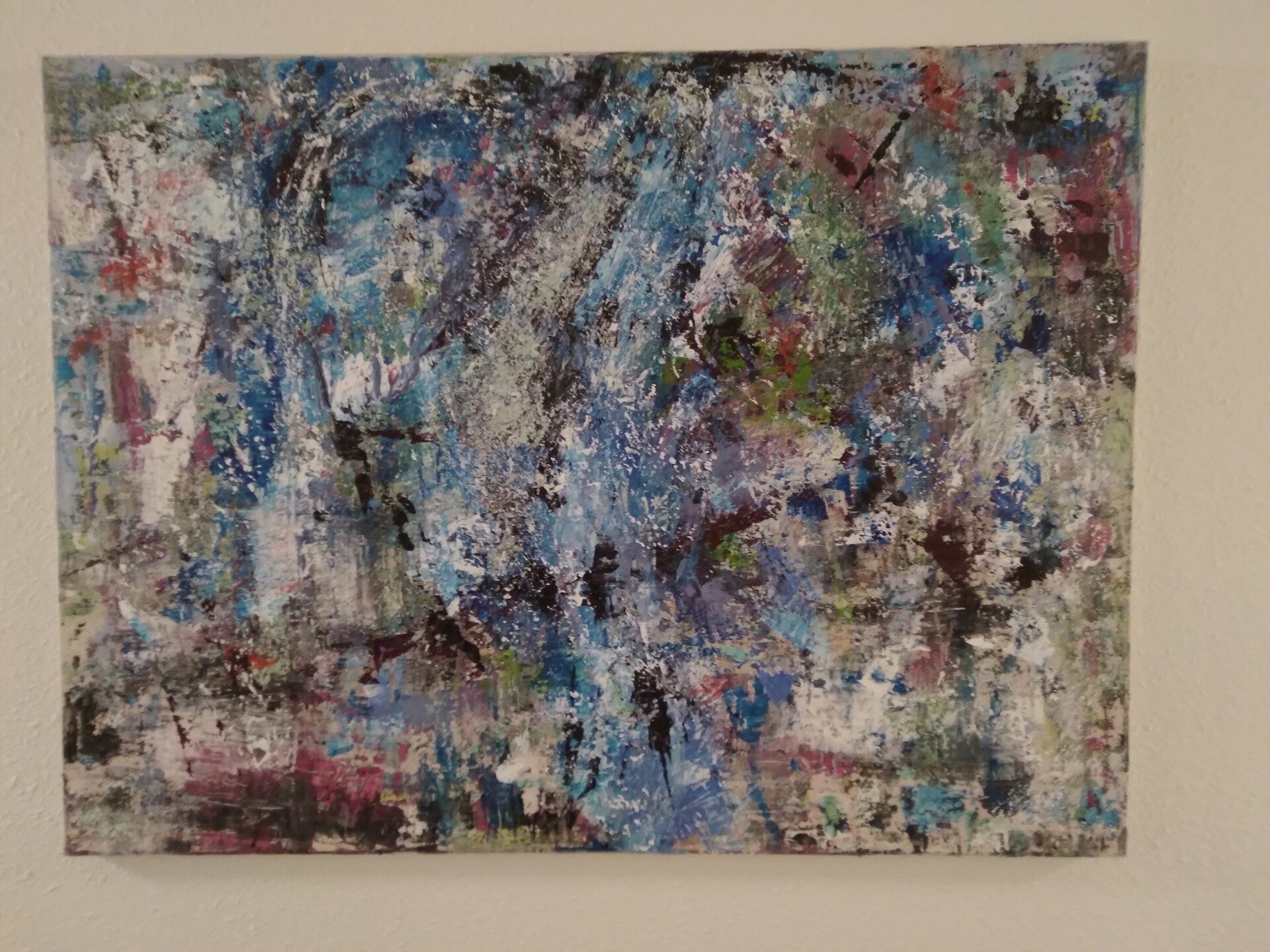 Titel: Calming Topaas acryl,mixed media on canvas 78x58